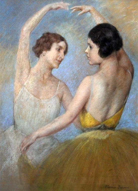 Pierre Carrier-Belleuse (1851-1933) Study of two ballerinas, 29 x 24in.